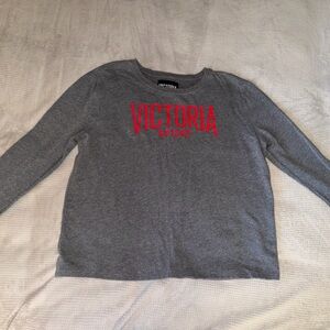 Victoria's Secret Gray Crewneck Sweater with Red Logo